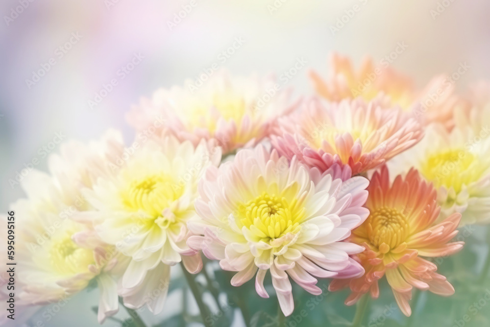 Chrysanthemum flowers in soft pastel color and blur