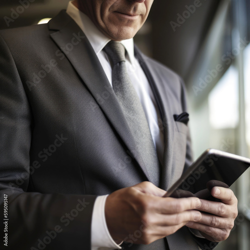 Close-up of businessman with digital tablet