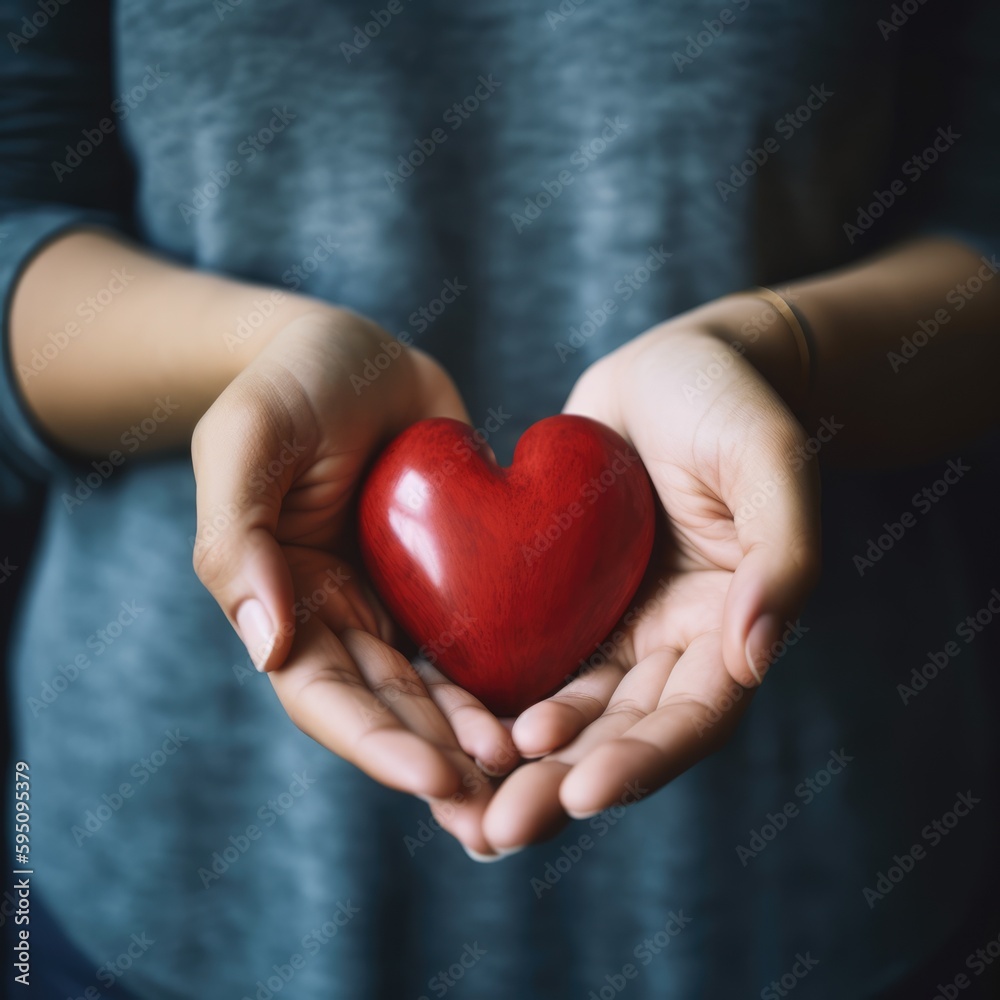Fototapeta premium Hands holding red heart