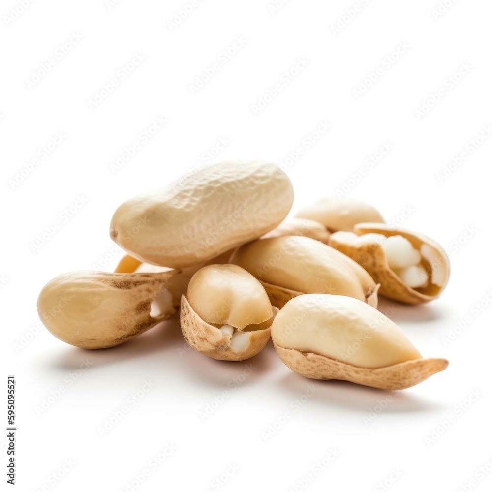 Peeled peanuts on a white background Peeled peanuts on a white background