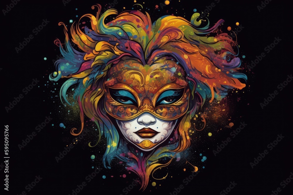 Venetian mask carnival colorful splash art