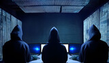 Hackers without face. Concept of hacker group, organization or association.