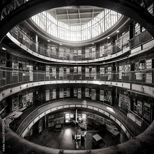 Panopticon prison interior - generative AI photo