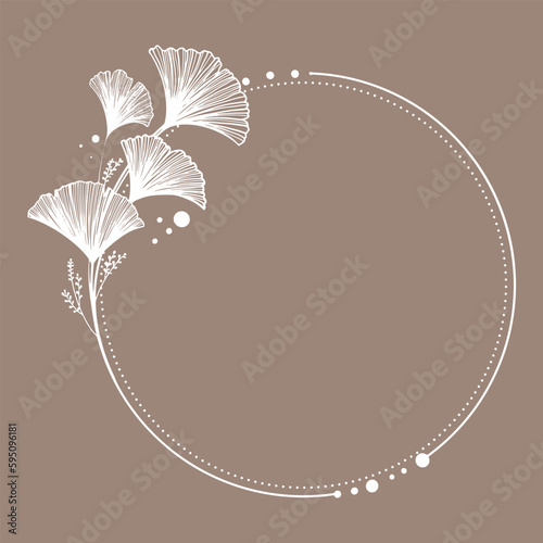 ginkgo leaf handwriting for card decoration clip art.