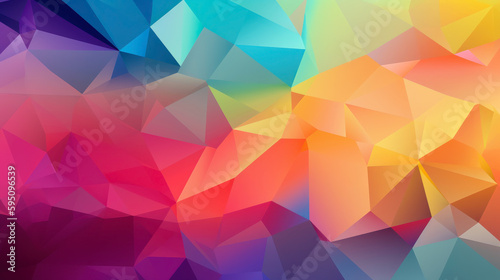 Abstract colorful gradients 2D low-poly polygonal background. Generative AI