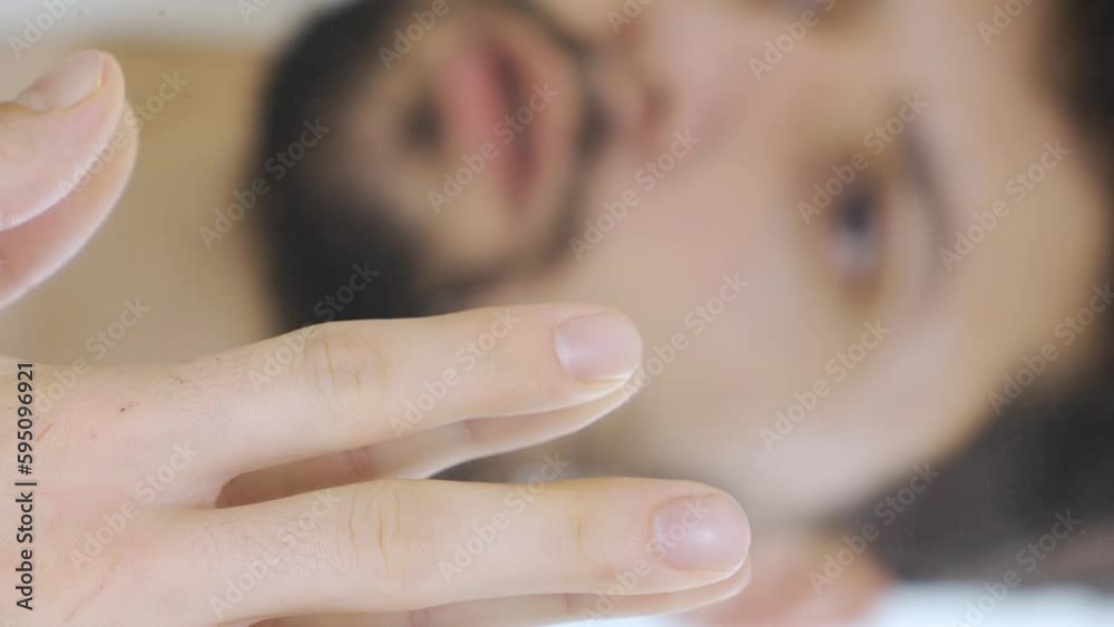 Vertical Video of Mental health disorder. Falling into depression.
Man with mental disorder looks at himself in the mirror.
Vertical Video of Mental health disorder. Falling into depression.
Man with mental disorder looks at himself in the mirror.