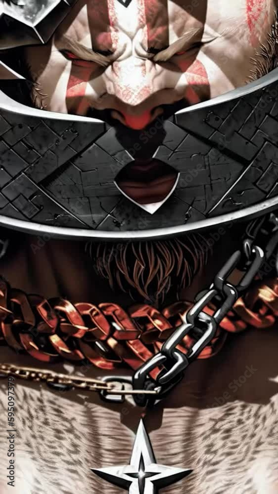 a potrait of the epic greek god kratos, god of strength and power, god