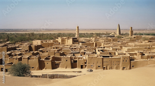 Ancient Mud-Brick City of Timbuktu - generative AI photo