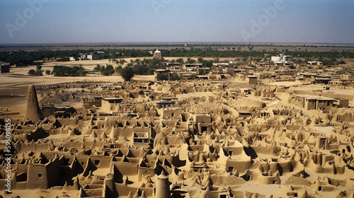 Ancient Mud-Brick City of Timbuktu - generative AI photo
