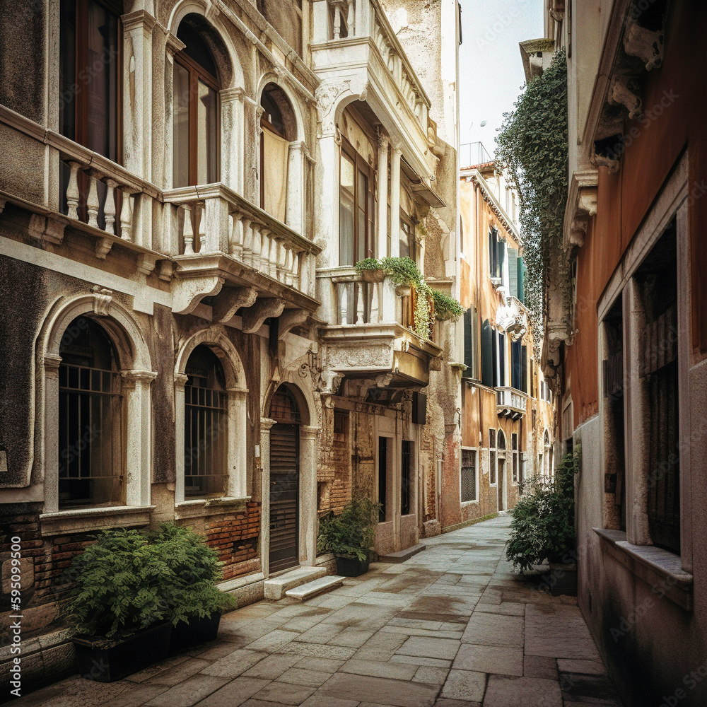 Quaint Streets of Venice - generative AI