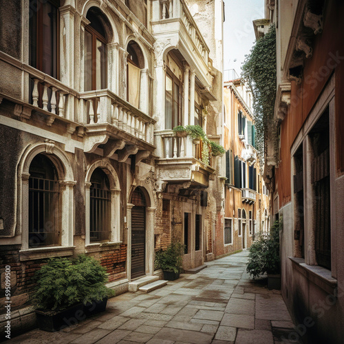 Quaint Streets of Venice - generative AI © Uolir