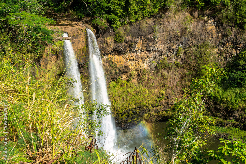 Wailua Falls on the South Fork Wailua River near Lihue, Kauai (Kaua'i), Hawaii, USA