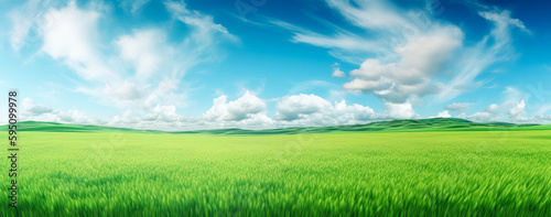 Green fields design  texture-rich  green grass background. Generative Ai. 