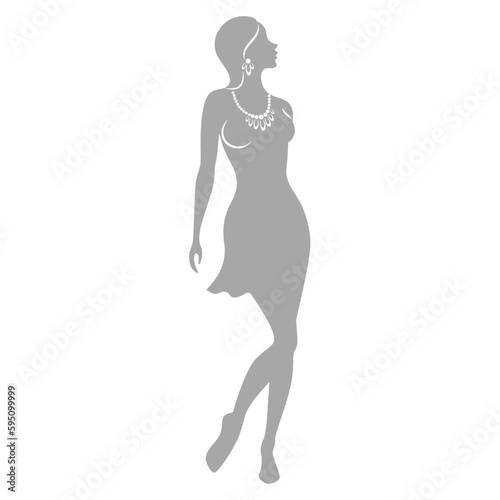 Silhouette of a woman in style. The girl is slender and beautiful. Lady is suitable for aesthetic decor, posters, stickers, logo. Vector illustration
