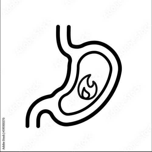 heartburn, burning in the stomach - vector icon