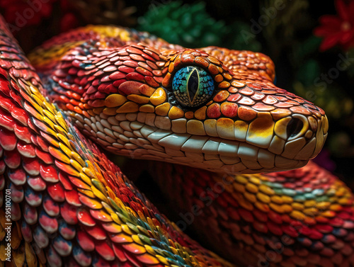 Multicolored Fantasy Snake - generative AI