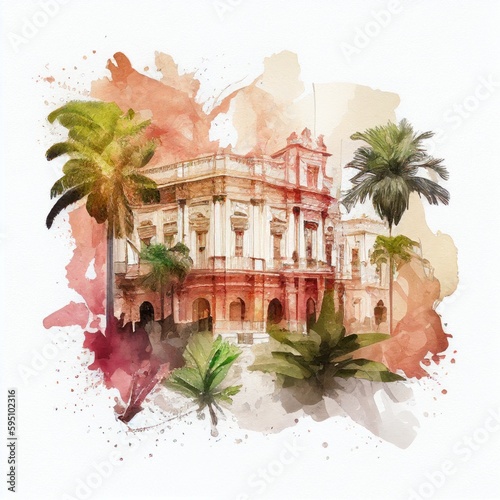 Cuba in watercolor style by Generative AI