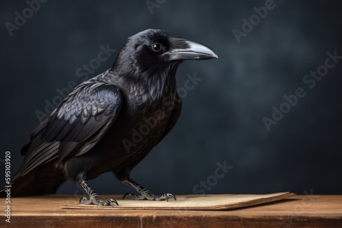 Raven In School With Chalkboard Background Generative AI