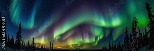 A stunning image of the northern lights  with their colorful  swirling patterns visible in the night sky  concept of Aurora Borealis  created with Generative AI technology