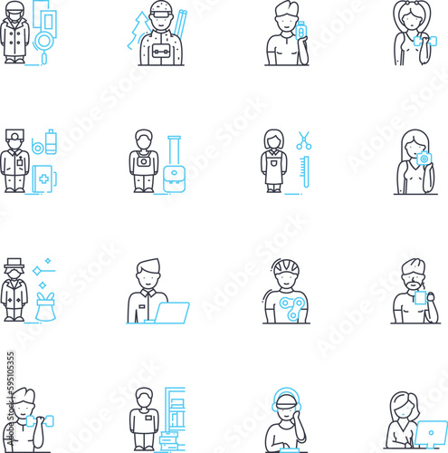 Joint ventures linear icons set. Collaboration , Partnerships , Relationships , Synergy , Alliances , Teamwork , Nerking line vector and concept signs. Integration ,Cooperation ,Mergers outline