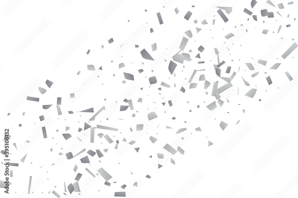 Silver glitter confetti on a white background. Decorative element.