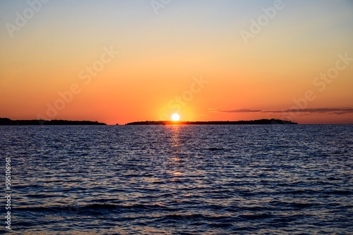 Beautiful sunset in Fazana nearby Pula. Istra, Istria. Croatia