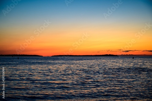 Beautiful sunset in Fazana nearby Pula. Istra, Istria. Croatia