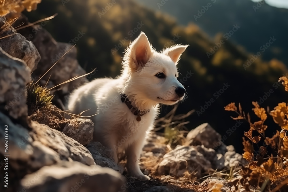 Very cute playful puppy dog enjoying. AI Generated Very cute playful puppy dog enjoying. AI Generated
