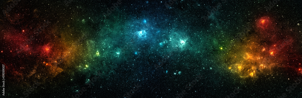 Obraz premium Space scene with stars in the galaxy. Panorama. Universe filled with stars, nebula and galaxy. Elements of this image furnished by NASA.