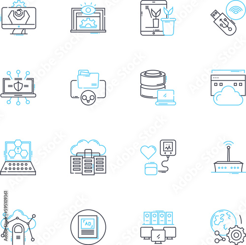 Space intelligence linear icons set. NASA, Satellites, Exploration, Asteroids, Extraterrestrial, Telescopes, Orbits line vector and concept signs. Cosmic,Missions,Stars outline illustrations