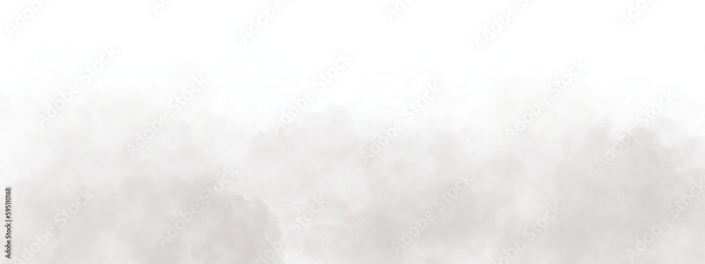 Realistic white cloud or smoke. White fog or smoke on transparent background. PNG image  - obrazy, fototapety, plakaty 