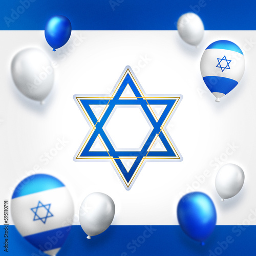 A blue and white flag with a star and a flag that says israel