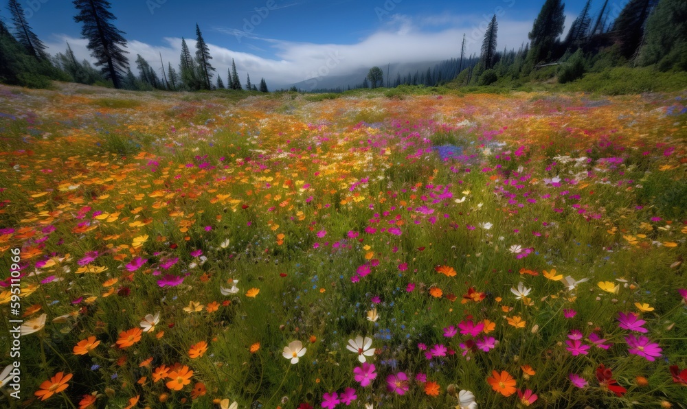  a field of wildflowers and other wildflowers.  generative ai