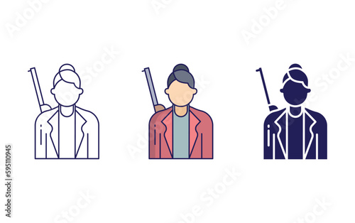 Hunting woman vector icon