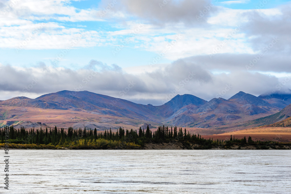 USA, Alaska, Noatak National Preserve. Autumn colors along the Noatak River.