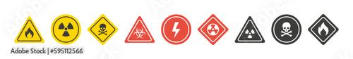 Free Download Caution sign. Danger and warning sign icons. Poison toxic biohazard caution skull chemical. Vector illustration. - GFXLoad