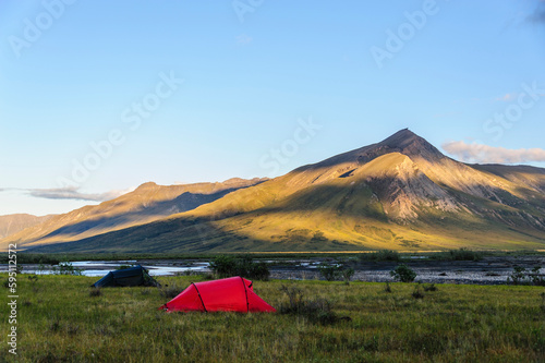USA, Alaska, Gates of the Arctic National Park. Campsite along the Noatak River.