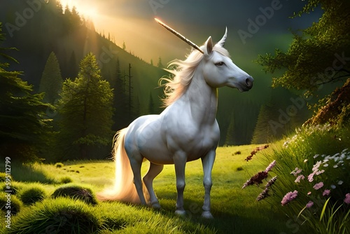 mythic unicorn on a field