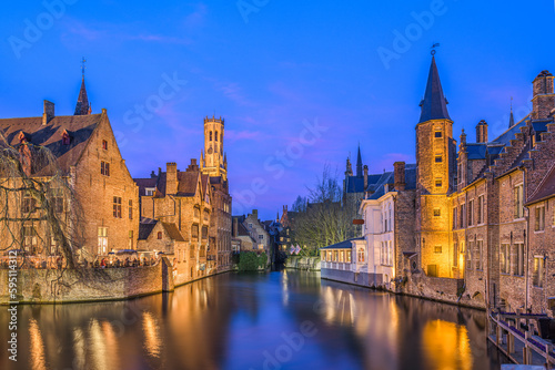 Bruges, Belgium on the Rozenhoedkaai River