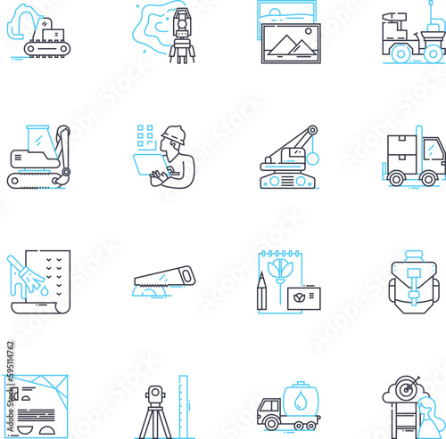 Economic expansion linear icons set. Growth, Prosperity, Development, Expansion, Progress, Advancement, Boom line vector and concept signs. Surge,Rise,Increase outline illustrations