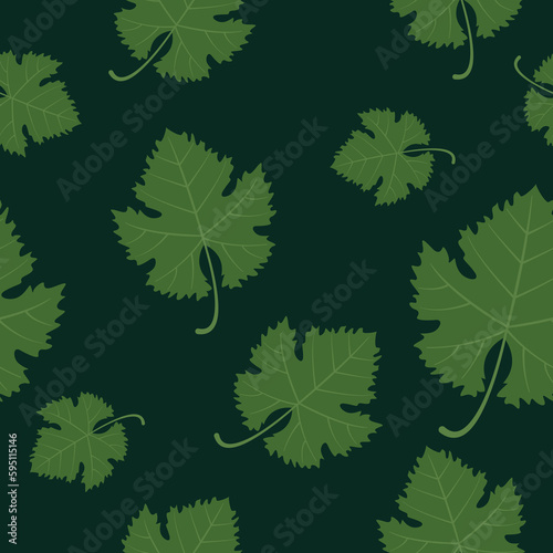 Green vine leaves seamless pattern