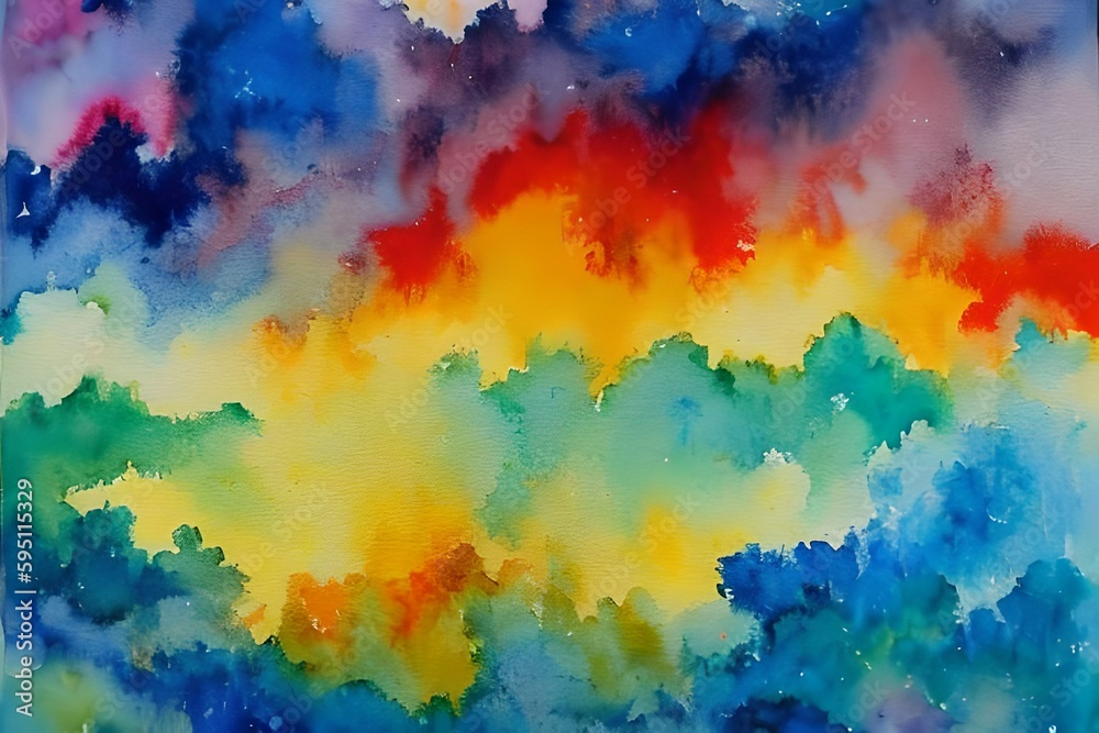 Abstract Rainbow in Watercolor