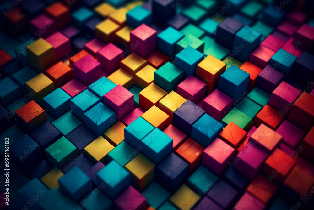 Colored beautiful abstract cube wallpaper background design texture. Decorative cubes design pattern. Ai generated Colored beautiful abstract cube wallpaper background design texture. Decorative cubes design pattern. Ai generated