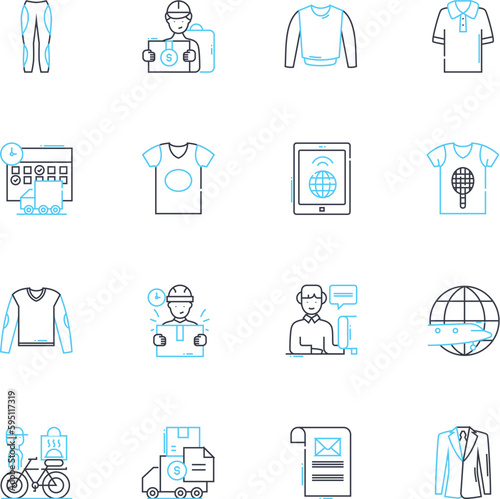 Shipping Services linear icons set. Logistics, Freight, Cargo, Transport, Delivery, Carriers, Packages line vector and concept signs. Pallets,Shipping,Handling outline illustrations