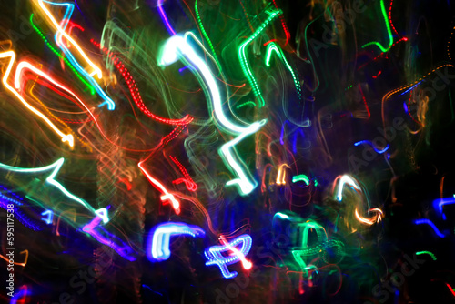 Abstract background with colorful traces or trajectory of lights