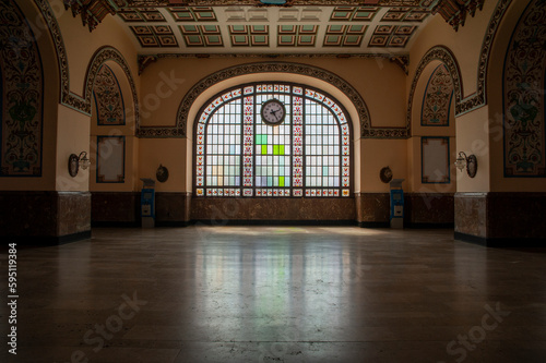 historical Haydarpasha station passenger waiting halls of the Ottoman period in Istanbul, interior design