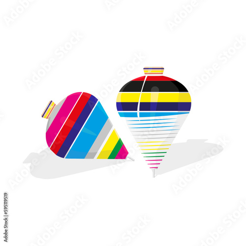 Trompo traditional mexican colorful wooden toy. Antique mexican wooden toy. Vectorial illustration, of Trompo Handmade Wooden Traditional Mexican Toy. 