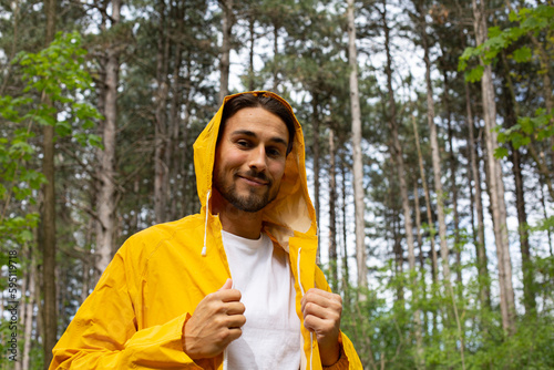 Man walking in forest photo