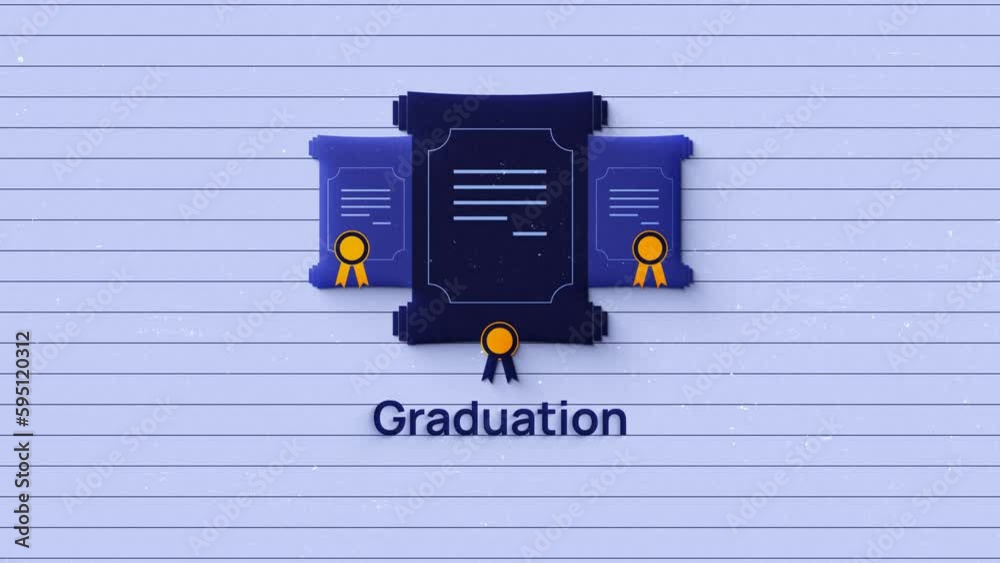 Graduation diplomas animation video with animated text.