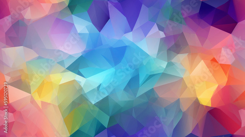 Seamless abstract colorful gradients 2D low-poly polygonal background. Generative AI